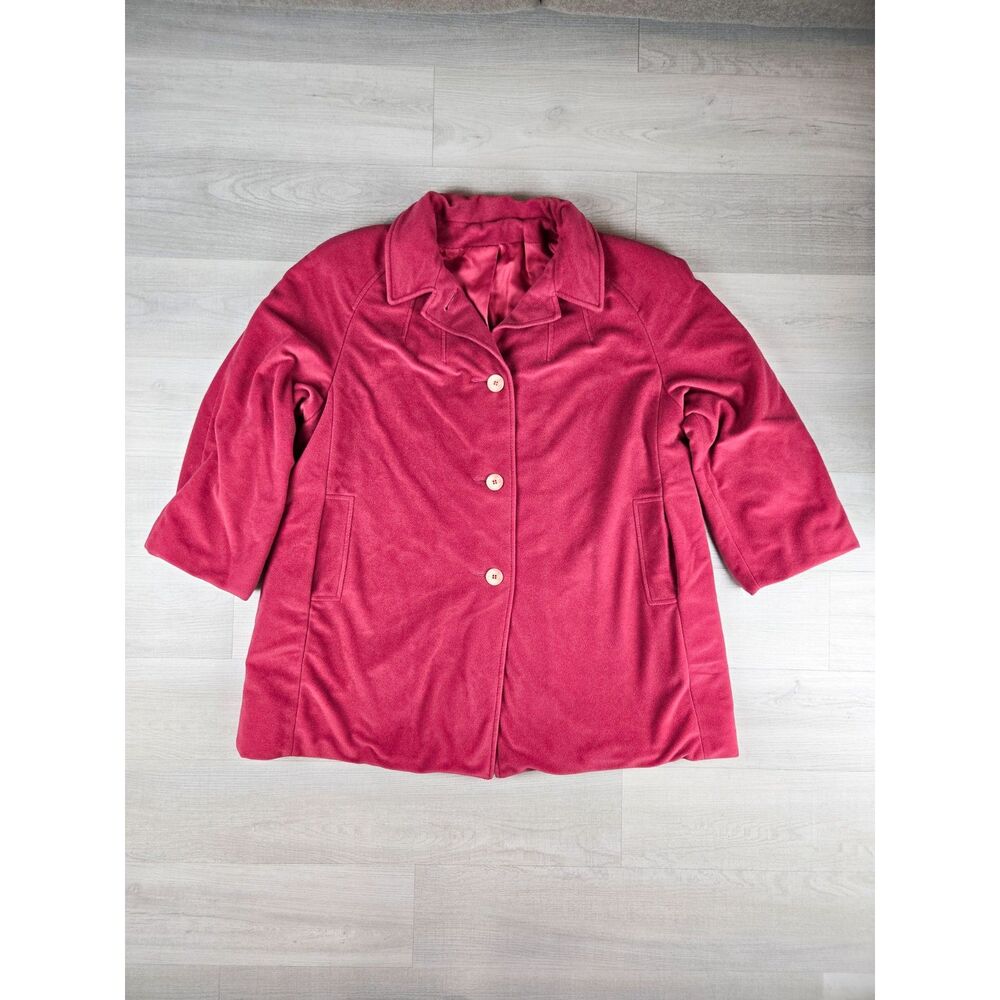 Vintage 80s 90s Juli de Roma Magenta Pink Soft Fleece Pea Coat USA 2XL